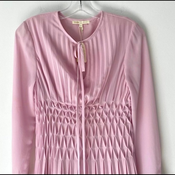 MAJE Pink Pleated Rocket Midi Maxi Dress, size 2/M - Picture 3 of 7